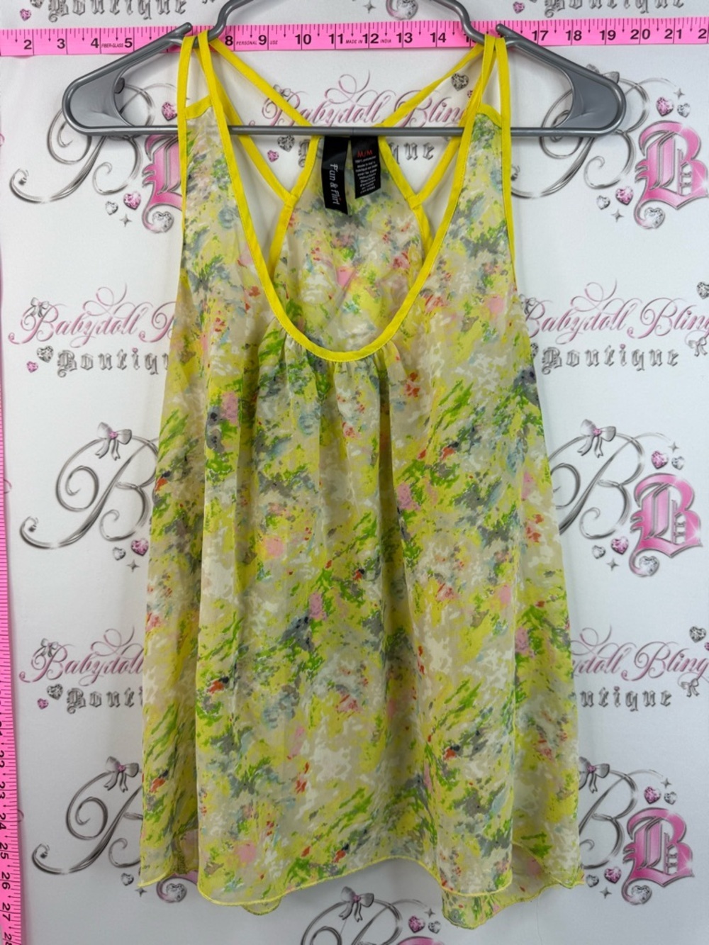 Fun and flirt tank top abstract Lightweight Yellow Floral Print Women's Tank Top